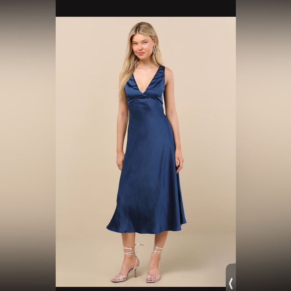 Elegant Blue Satin Dress